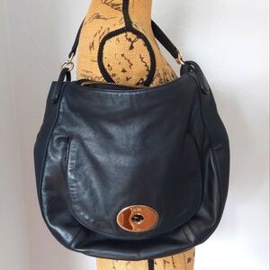 Coach Whiplash Circle Hobo Black Leather Saddle Bag Pre-loved